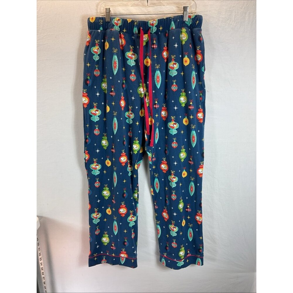 BedHead mens Peanuts Christmas Holiday PJ pants size LG‎ Blue drawstring